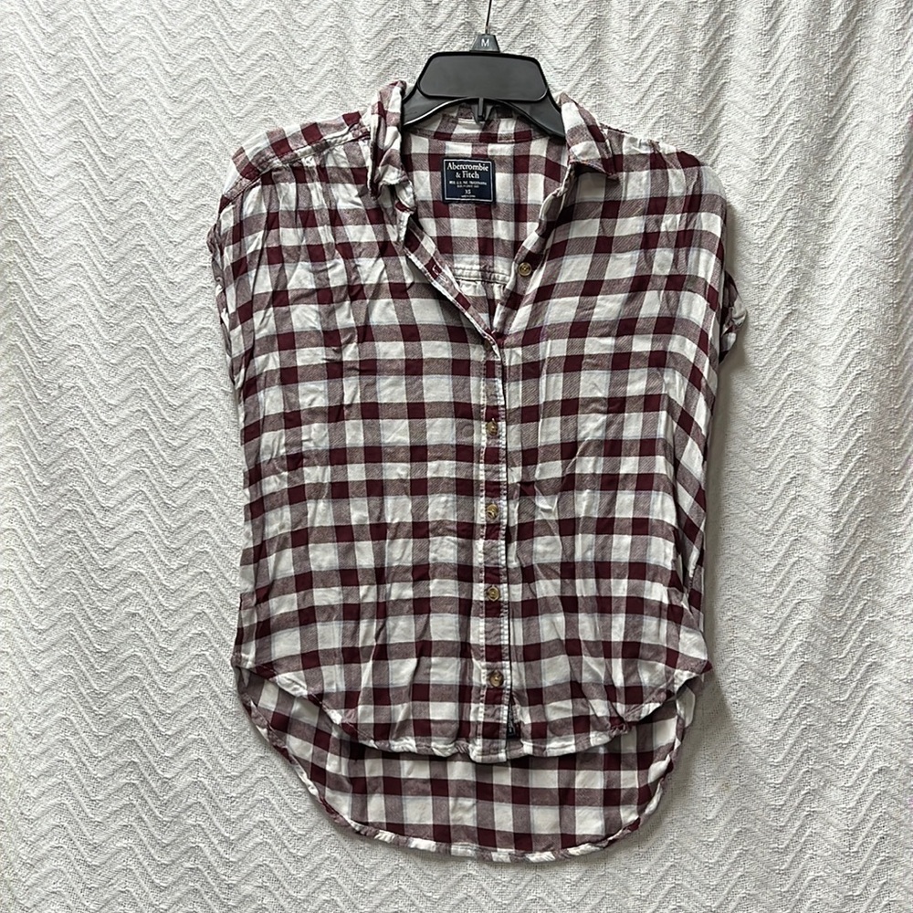 Abercrombie & Fitch Dark Red XS Flannel Tank in wonderful condition